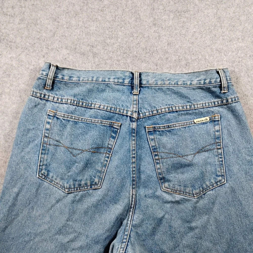Zana Di Embroidered Wide Leg Jeans Women's 16 Blue Denim Vintage 90s Y2K Scroll
